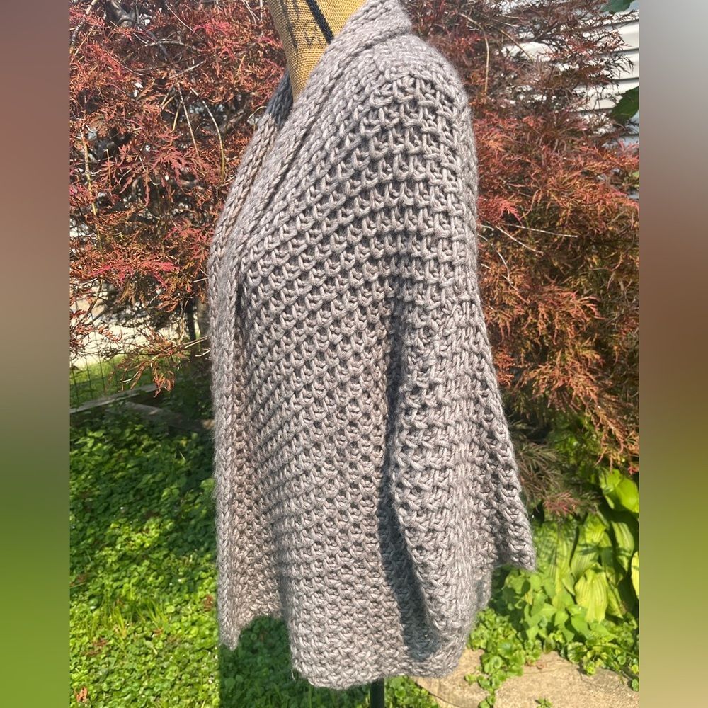 Elsamanda Oversized Italian Wool Alpaca Knit Cardigan Sweater Brown Size Small - Picture 4 of 11